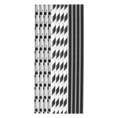 BAR BUTLER PAPER STRAWS BLACK & WHITE MIXED PACK 3 PLY 6MM, 60PK