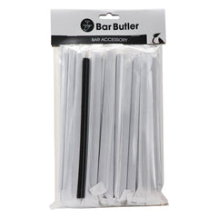 BAR BUTLER PAPER STRAWS BLACK 50 X 3PLY 8MM WRAPPED + 1 UNWRAPPED - 51 PK