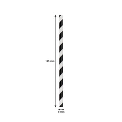 BAR BUTLER PAPER STRAWS BLACK & WHITE CHEVRON 50X3PLY 8MM WRAPPED + 1 UNWRAPPED 51PK