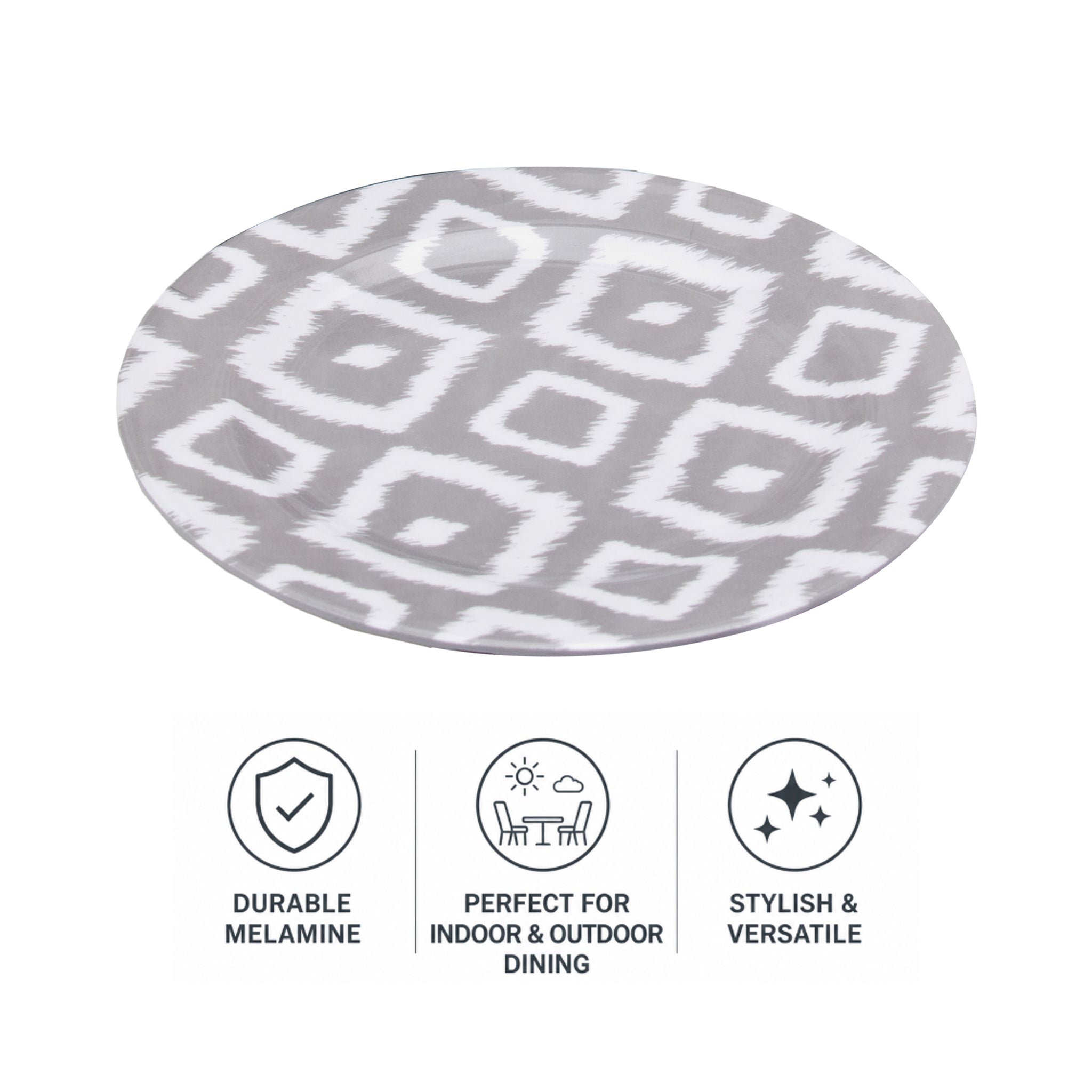 MELAMINE SIDE PLATE GREY WILD, 202MM DIA