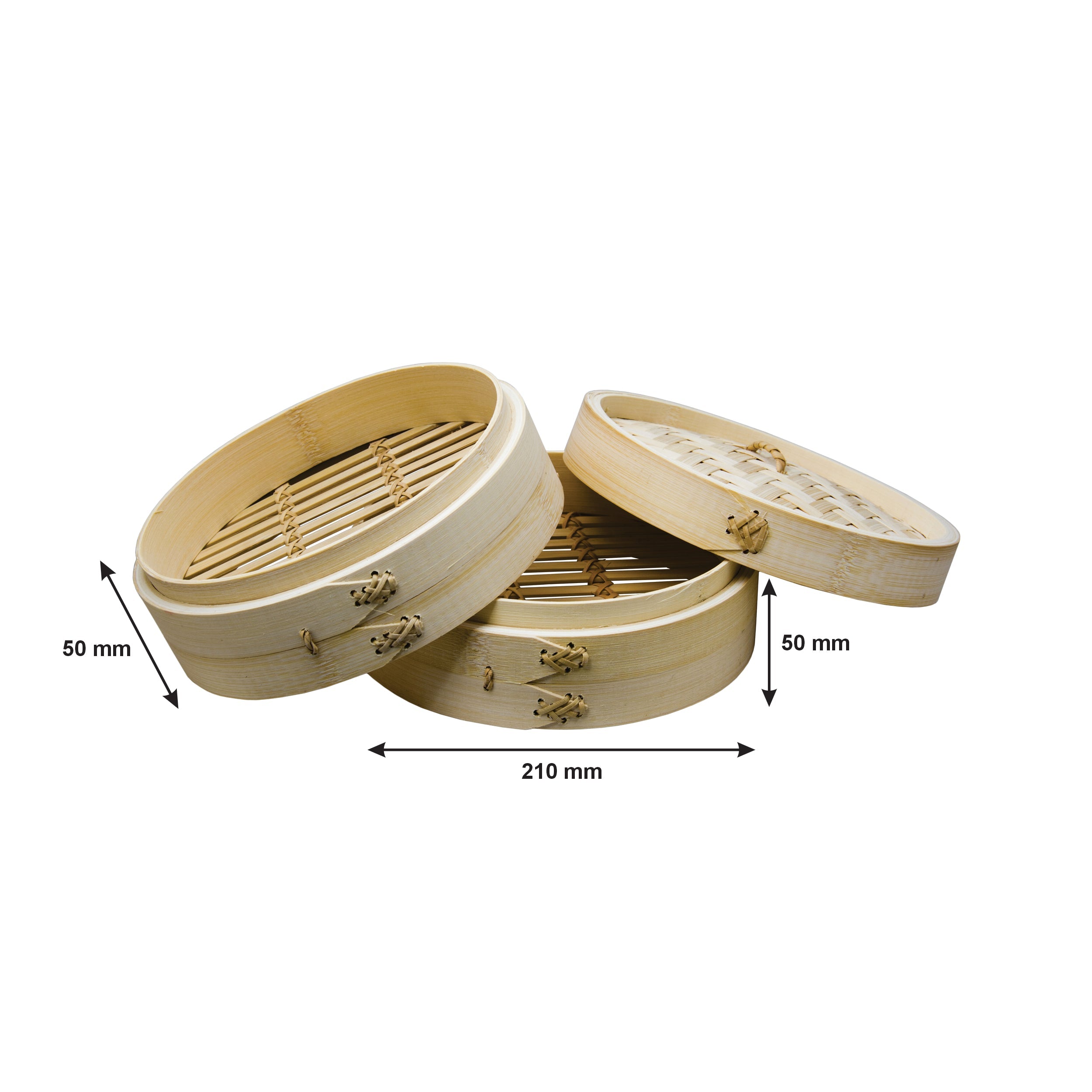 REGENT BAMBOO ORIENTAL STEAMER 2 TIER WITH LID, 210MM DIA