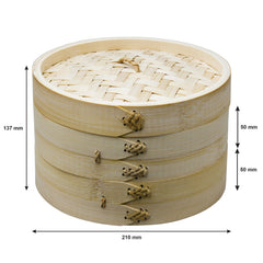 REGENT BAMBOO ORIENTAL STEAMER 2 TIER WITH LID, 210MM DIA