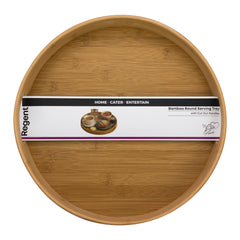 REGENT BAMBOO ROUND SERVING TRAY WITH CUT OUT HANDLE, 360MM DIA