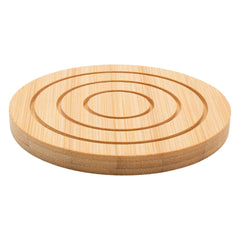 REGENT BAMBOO ROUND COASTERS IN A HOLDER 7 PIECE SET, 100MM DIA