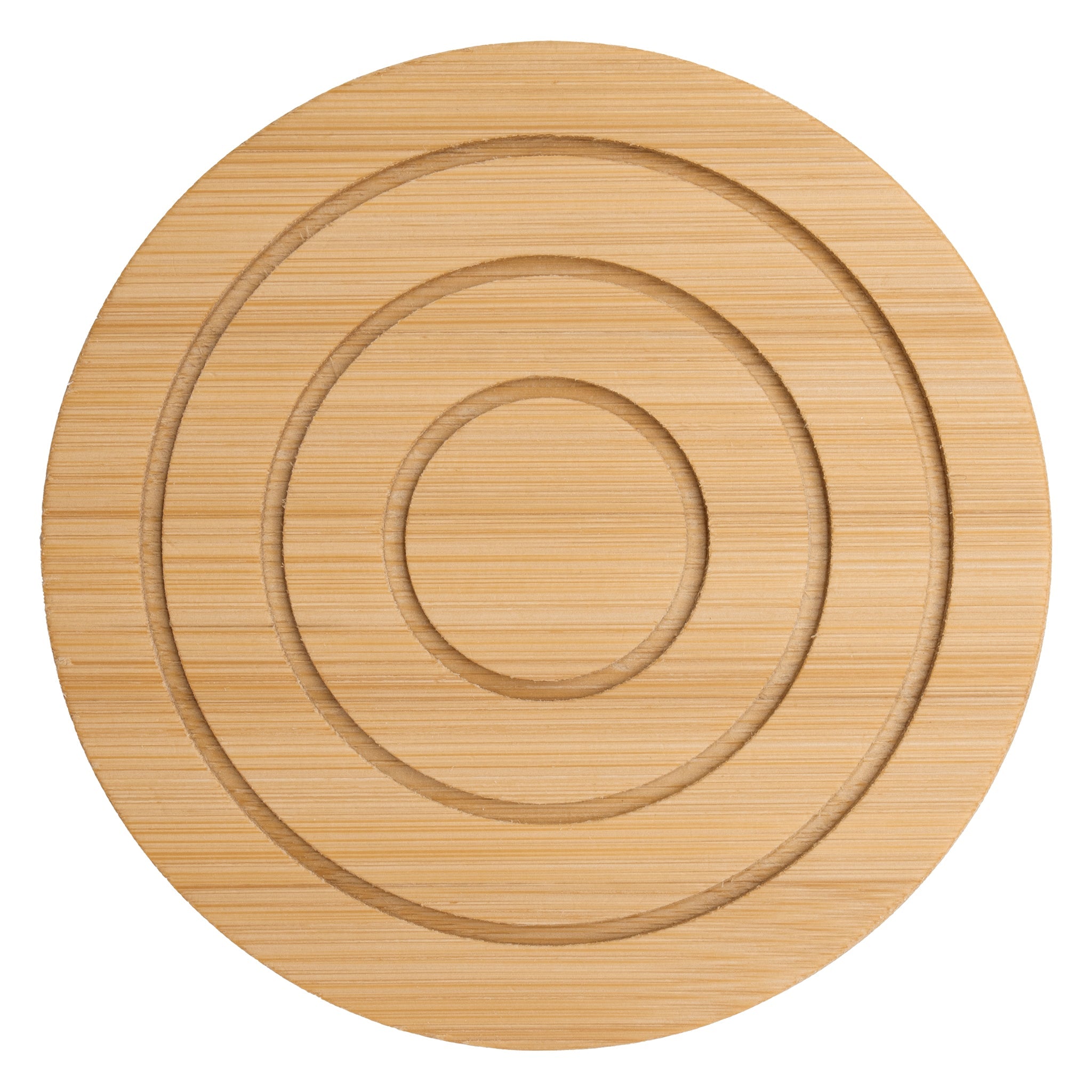 REGENT BAMBOO ROUND COASTERS IN A HOLDER 7 PIECE SET, 100MM DIA