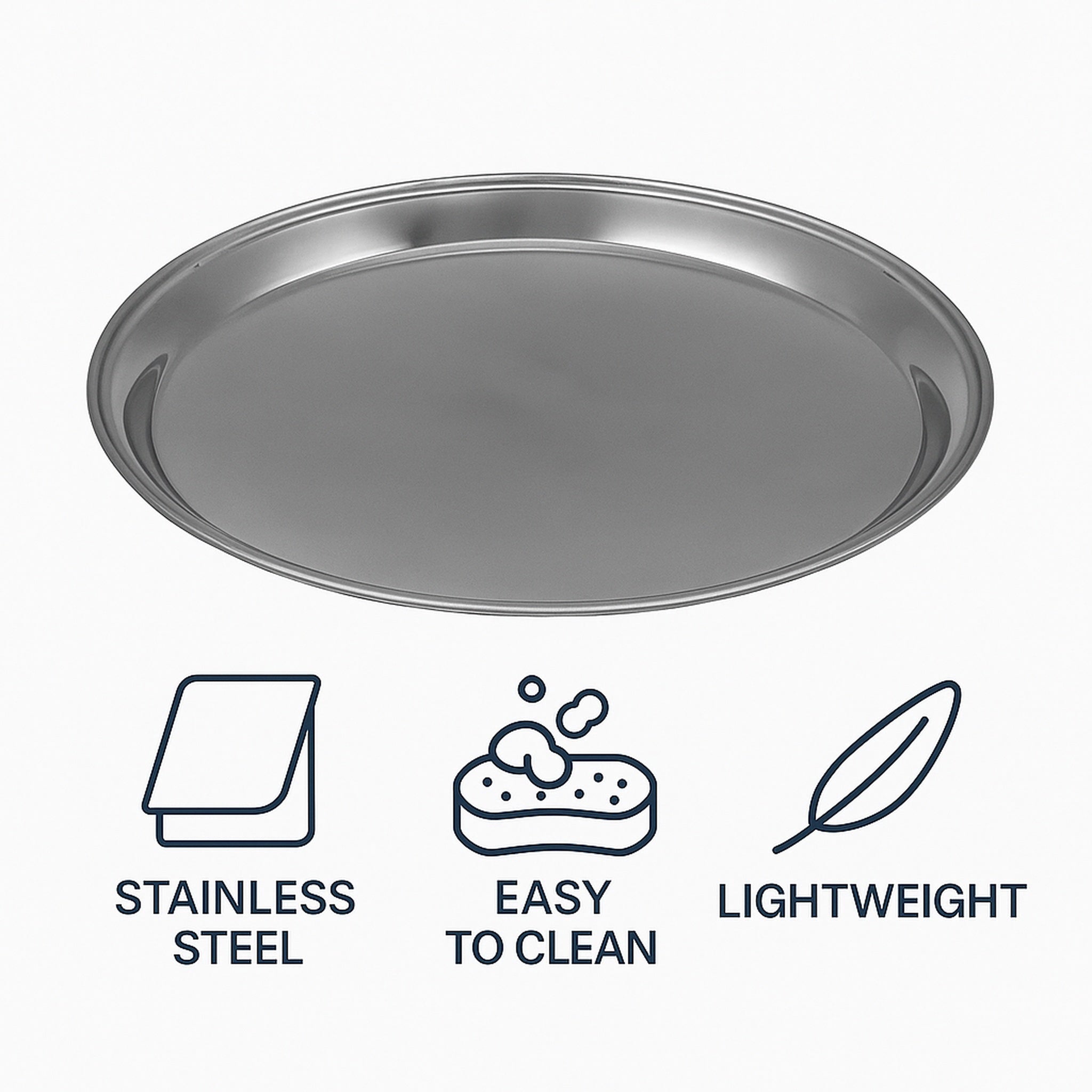 BAR BUTLER ROUND SERVING TRAY STAINLESS STEEL, 350MM DIA