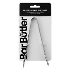 BAR BUTLER ICE TONG STAINLESS STEEL WITH SERRATED ICE GRIPS
