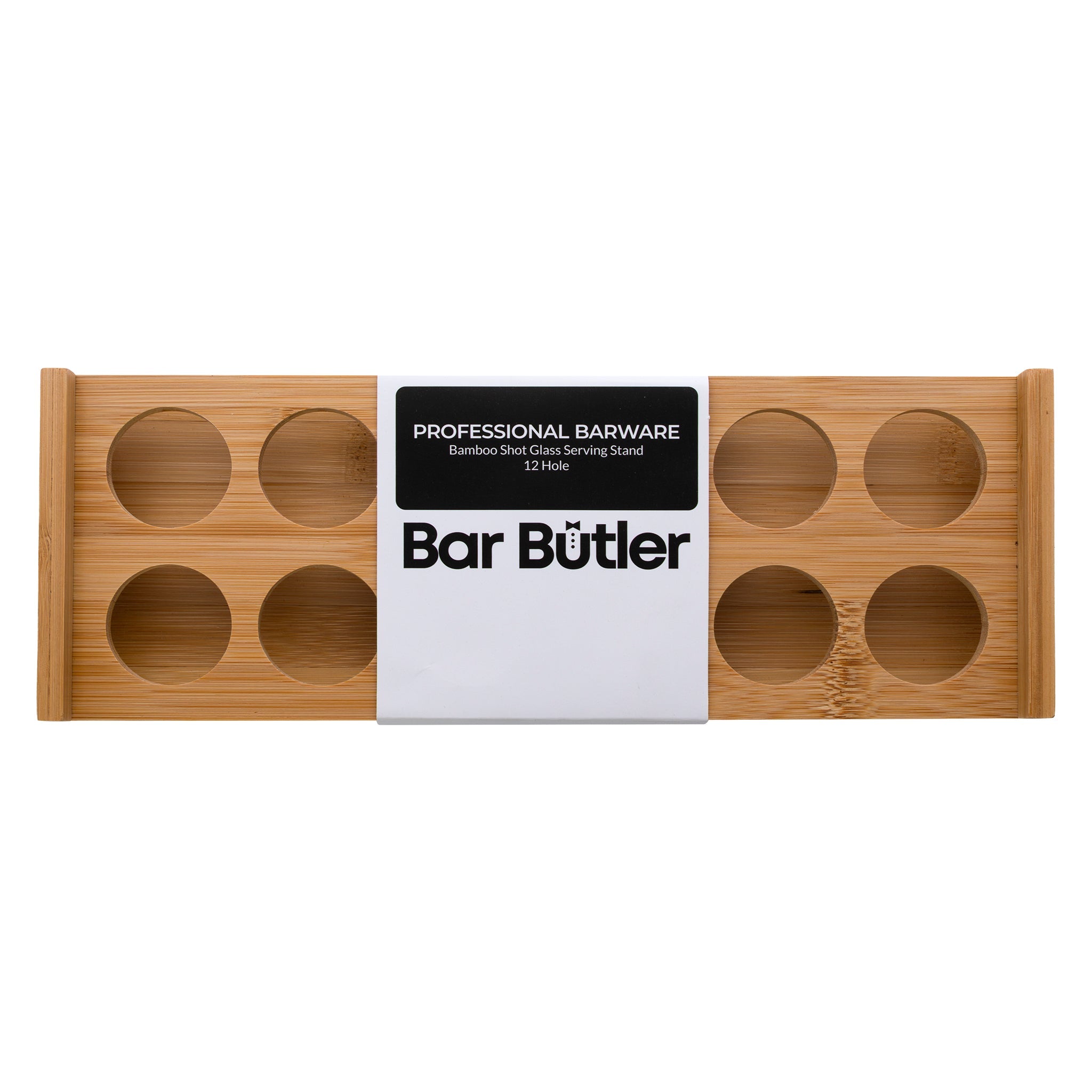 BAR BUTLER BAMBOO 12 HOLE SHOT GLASS SERVING STAND