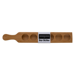 BAR BUTLER BAMBOO 6 HOLE SHOT GLASS SERVING TRAY WITH HANDLE