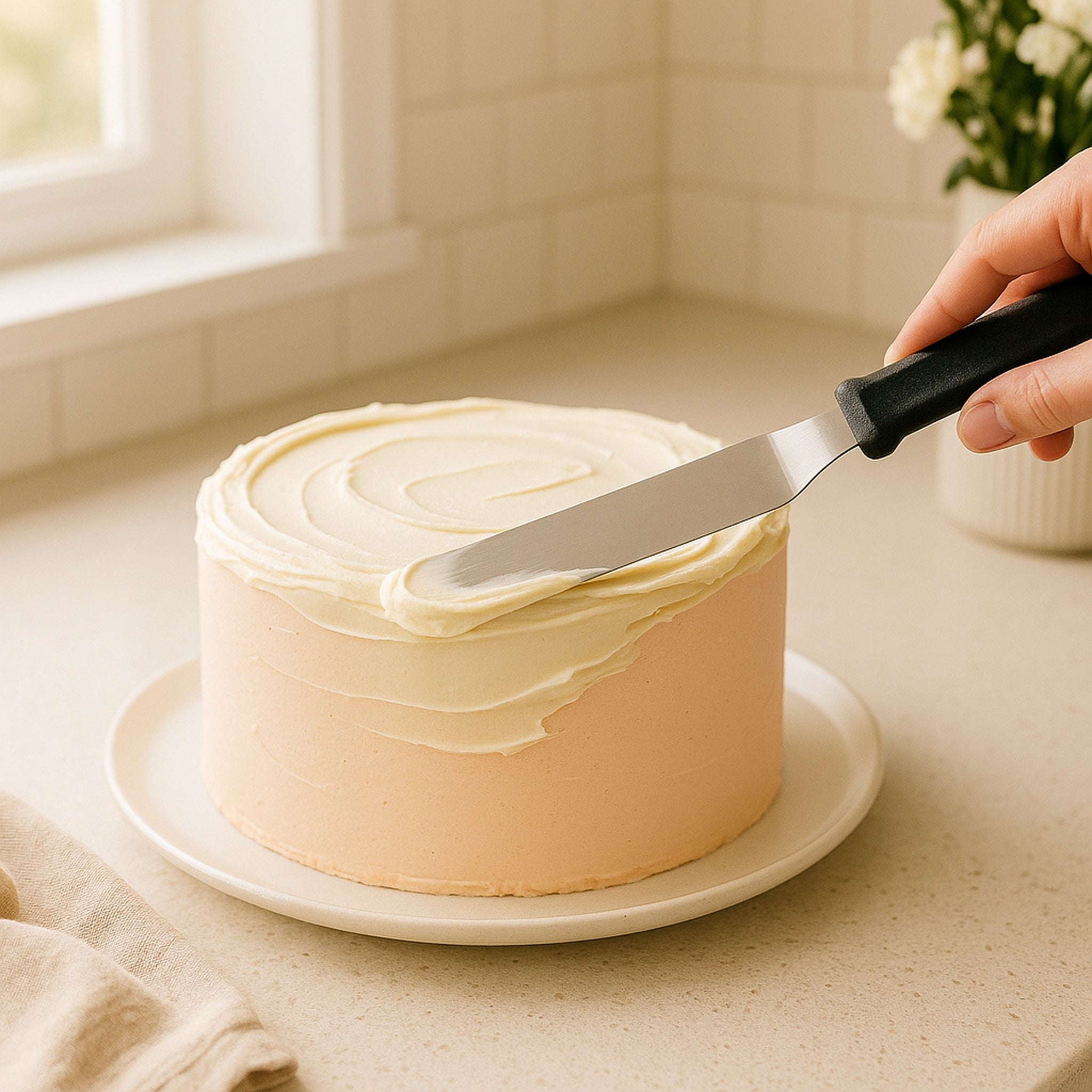 REGENT BAKEWARE ICING SPATULA LONG WITH BLACK PP HANDLE, 420MM