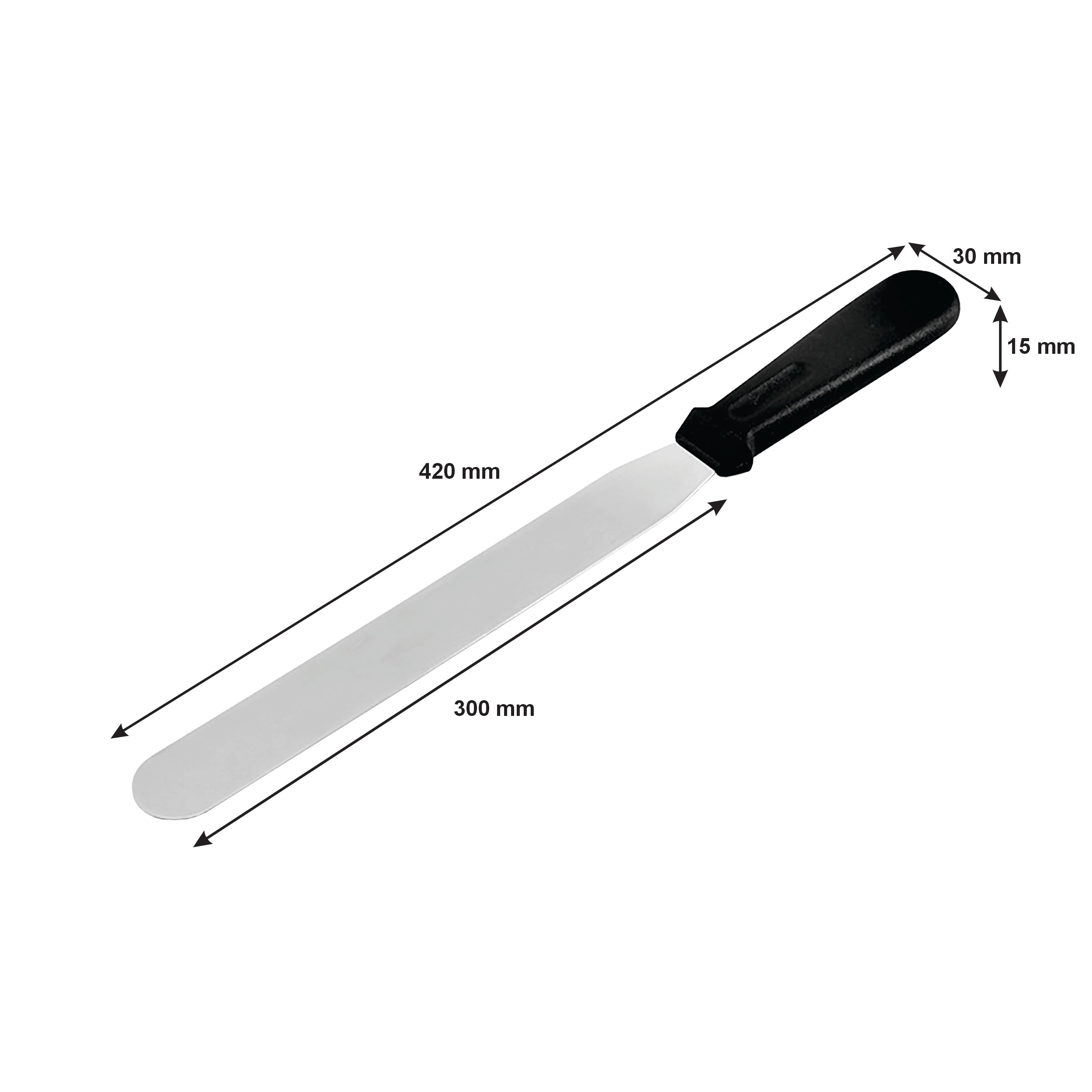 REGENT BAKEWARE ICING SPATULA LONG WITH BLACK PP HANDLE, 420MM