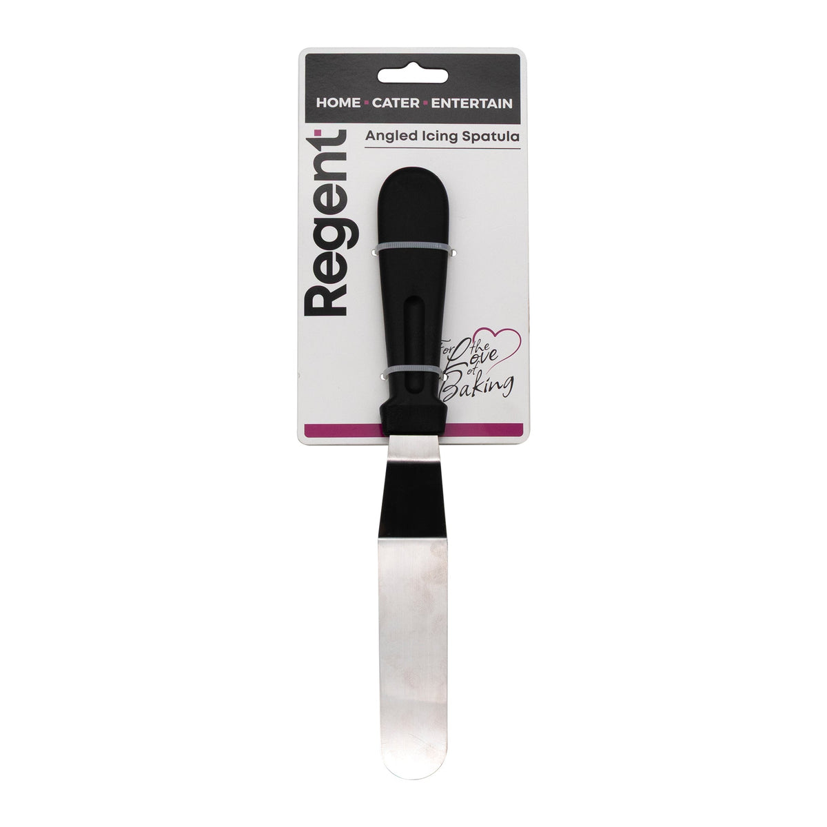 REGENT BAKEWARE ICING SPATULA ANGLED WITH PP PLASTIC BLACK HANDLE, 275MM