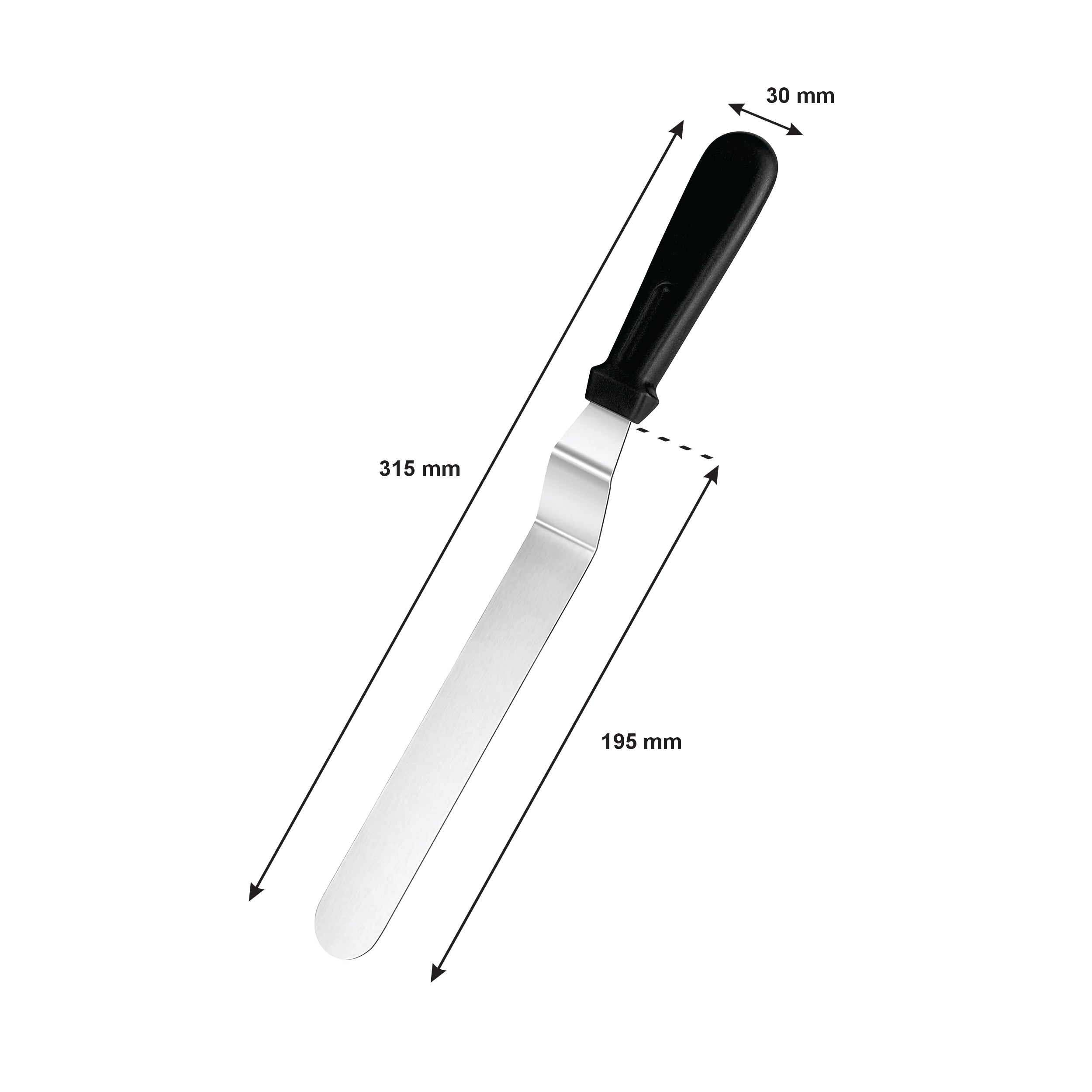 REGENT BAKEWARE ICING SPATULA ANGLED WITH PP PLASTIC BLACK HANDLE, 315MM