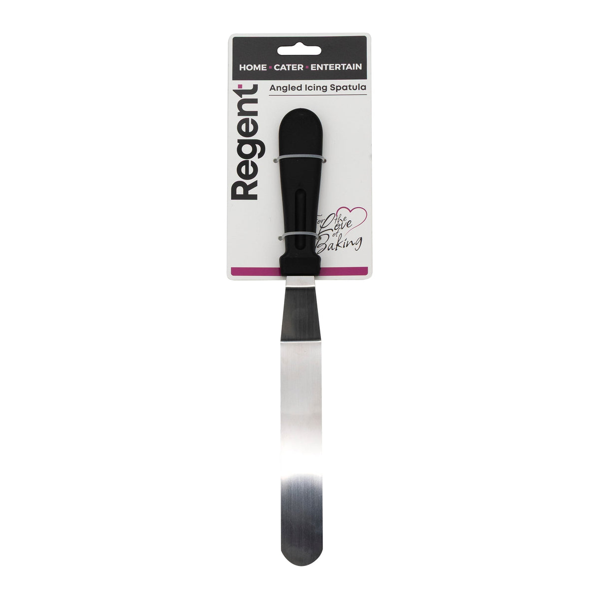 REGENT BAKEWARE ICING SPATULA ANGLED WITH PP PLASTIC BLACK HANDLE, 315MM