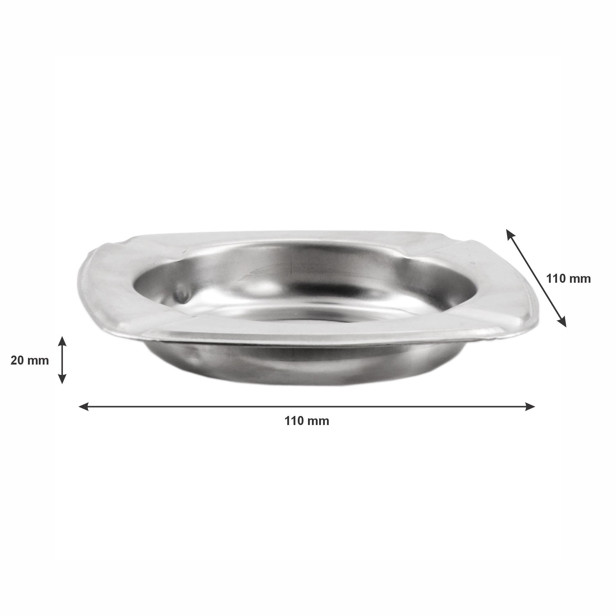 REGENT ASHTRAY SQUARE STAINLESS STEEL, 110MM