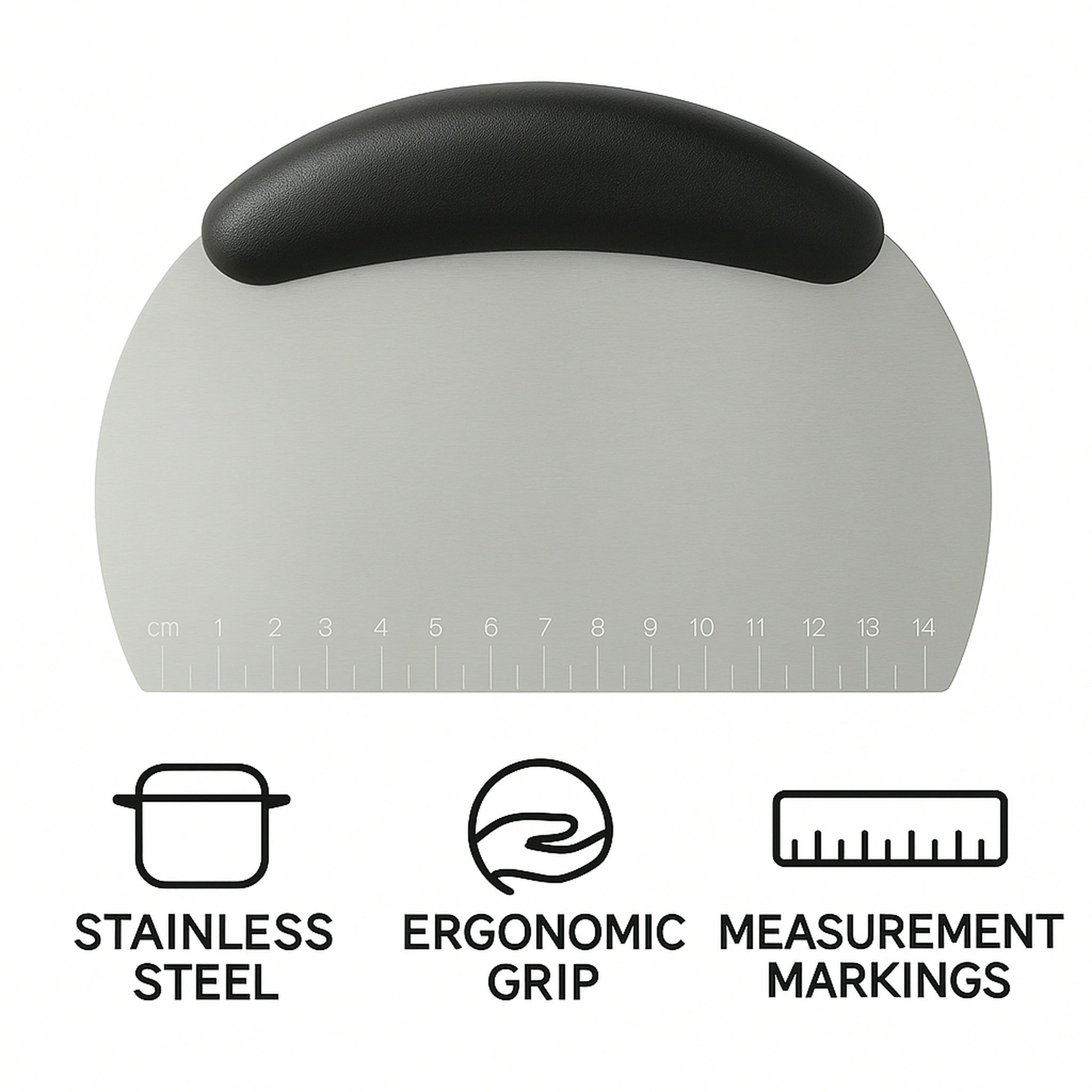 REGENT BAKEWARE DOUGH SCRAPER WITH MEASURE EQUIVALENTS STAINLESS STEEL