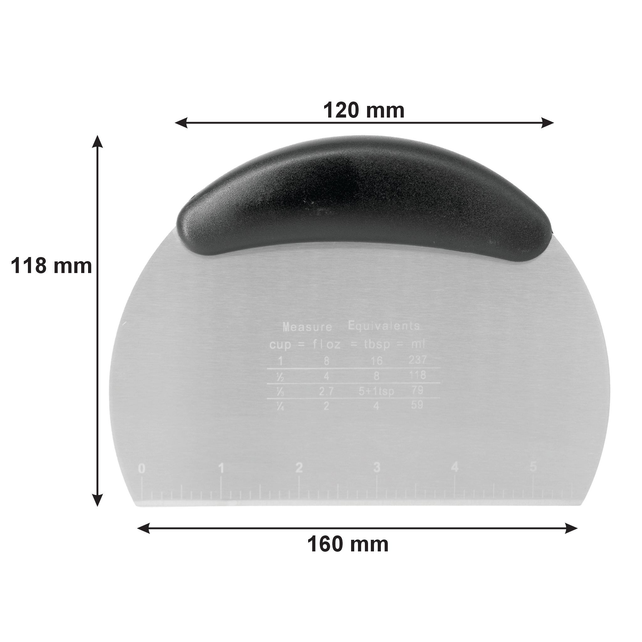 REGENT BAKEWARE DOUGH SCRAPER WITH MEASURE EQUIVALENTS STAINLESS STEEL