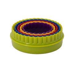 REGENT BAKEWARE COOKIE CUTTERS FLUTED ASST. COLOURS 5PIECE SET