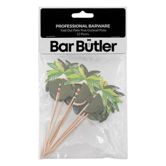 BAR BUTLER FOLD OUT PALM TREE COCKTAIL PICKS 12PK, 135MM