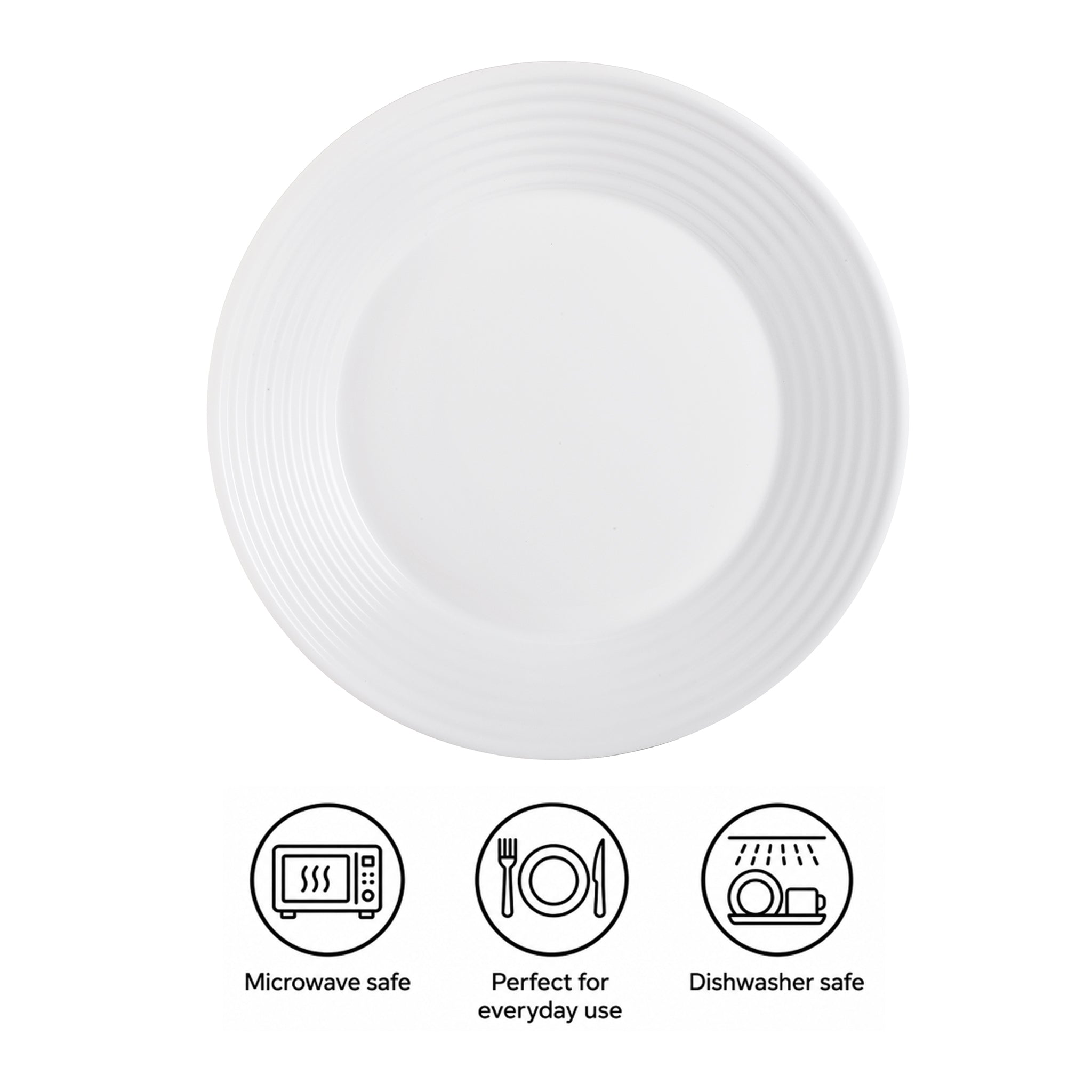 LUMINARC STAIRO WHITE OPAL TEMPERED DINNER PLATE, 250MM DIA
