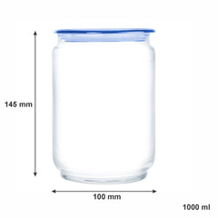 LUMINARC FLAT LID JAR BLUE, 1LT