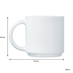 LUMINARC WHITE OPAL GLASS STACKING MUG, 340ML