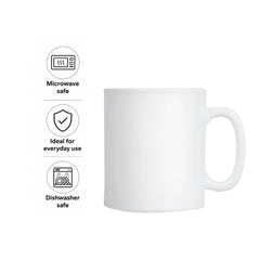 LUMINARC EVOLUTION PEPS WHITE OPAL GLASS CAN SHAPE MUG, 320ML