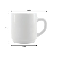 LUMINARC EVERYDAY WHITE OPAL GLASS CAN SHAPE STACKING MUG, 290ML
