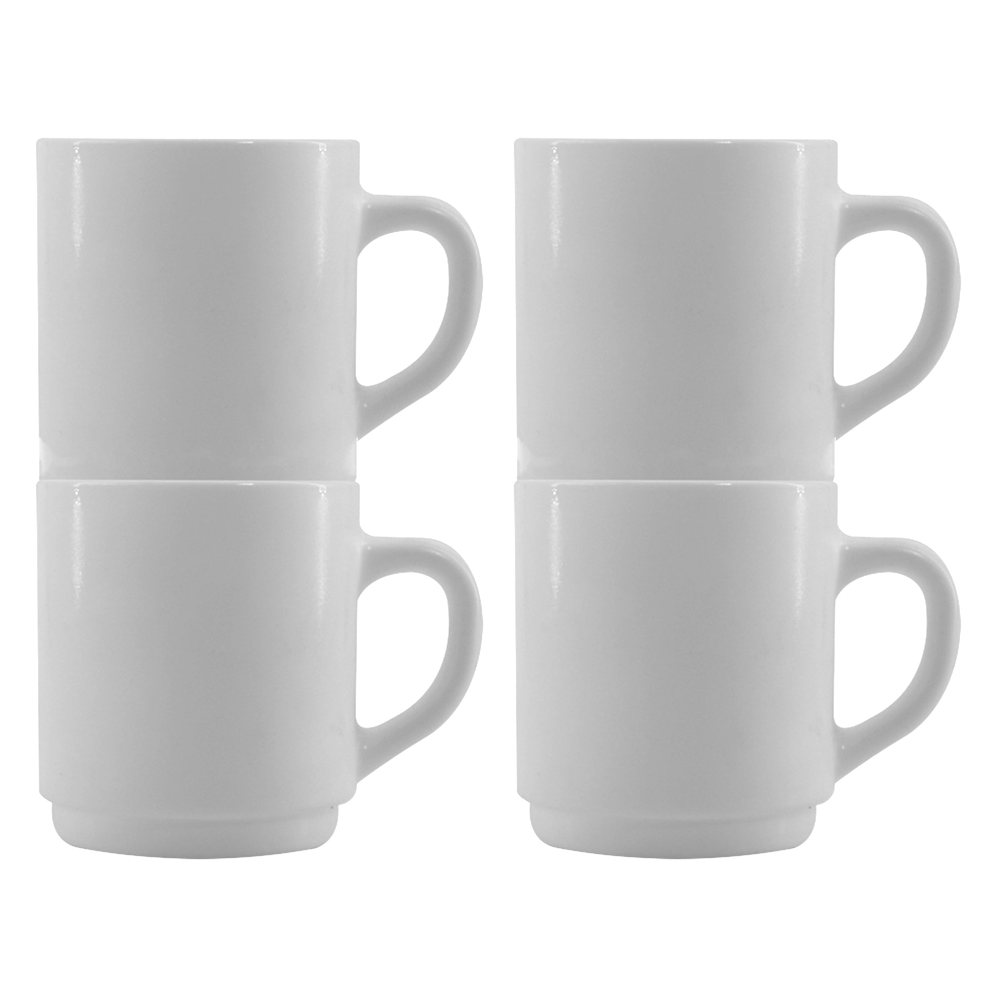 LUMINARC EVERYDAY WHITE OPAL GLASS CAN SHAPE STACKING MUG, 290ML
