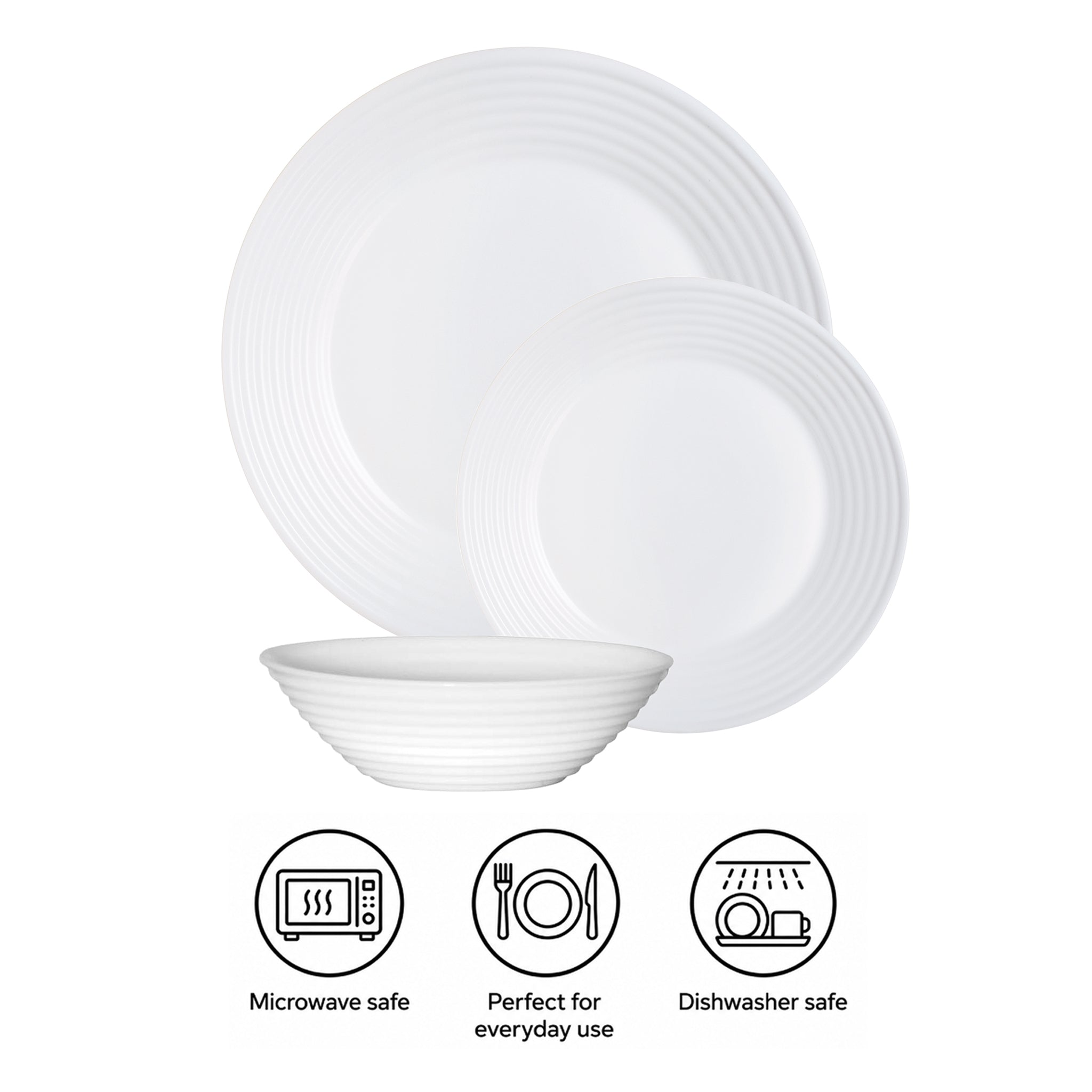 LUMINARC STAIRO WHITE OPAL DINNERWARE 12PCS SET
