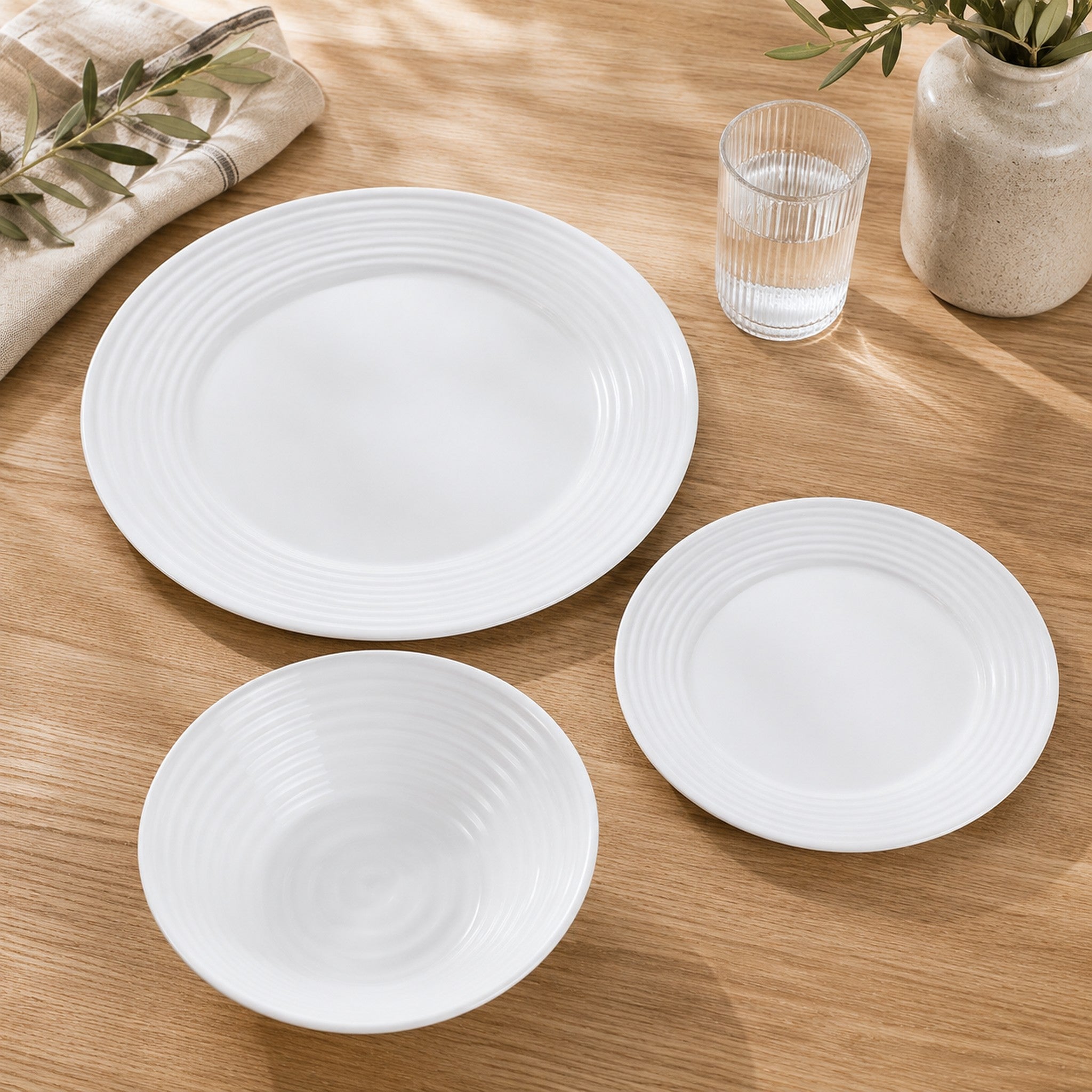 LUMINARC STAIRO WHITE OPAL DINNERWARE 12PCS SET