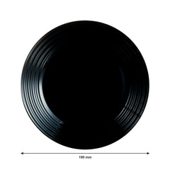 LUMINARC HARENA BLACK OPAL TEMPERED GLASS SIDE PLATE, 190MM DIA