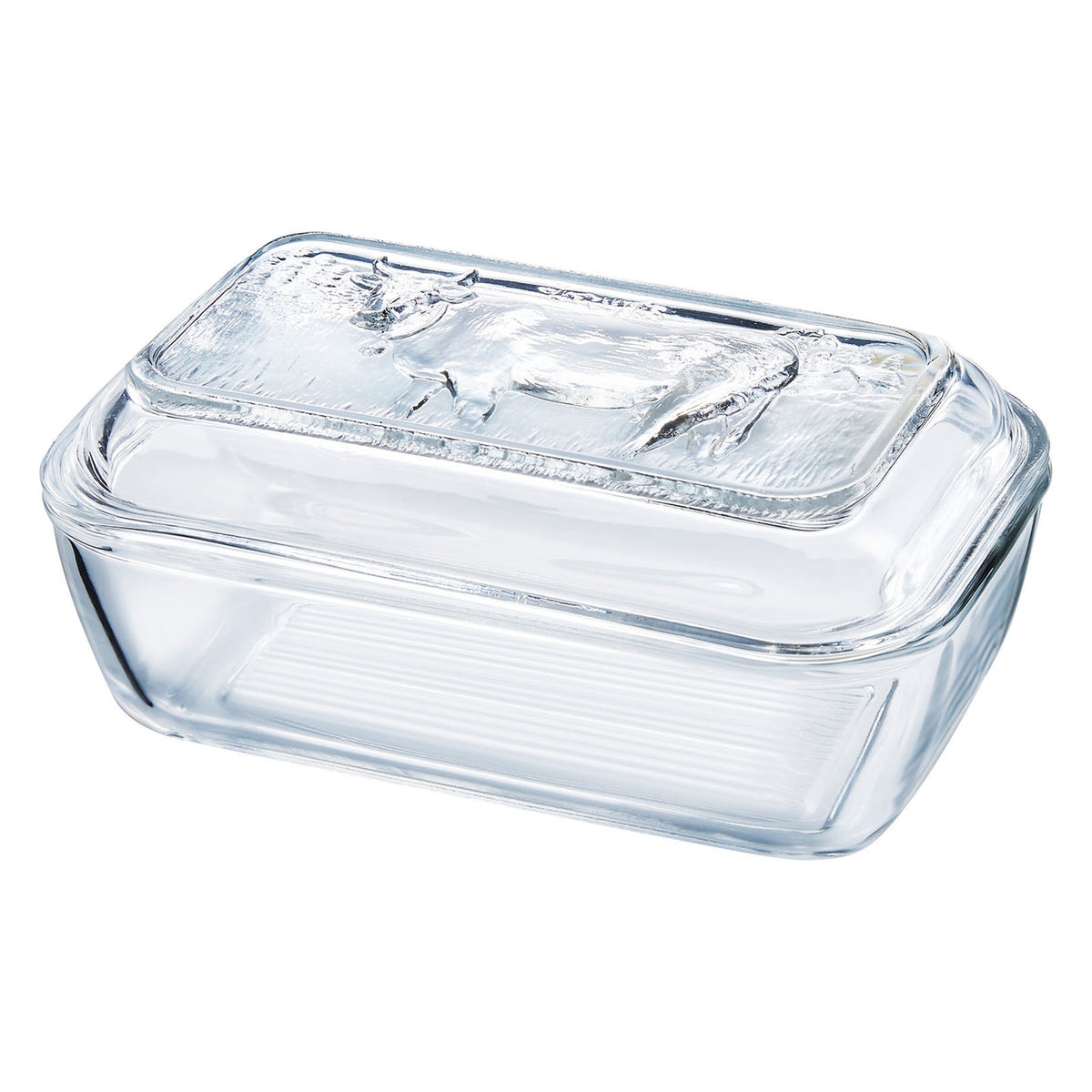 LUMINARC TEMPERED GLASS COW BUTTER DISH, 110X170MM
