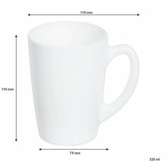 CONSOL WHITE OPAL GLASS BULLET SHAPE MUG, 320ML