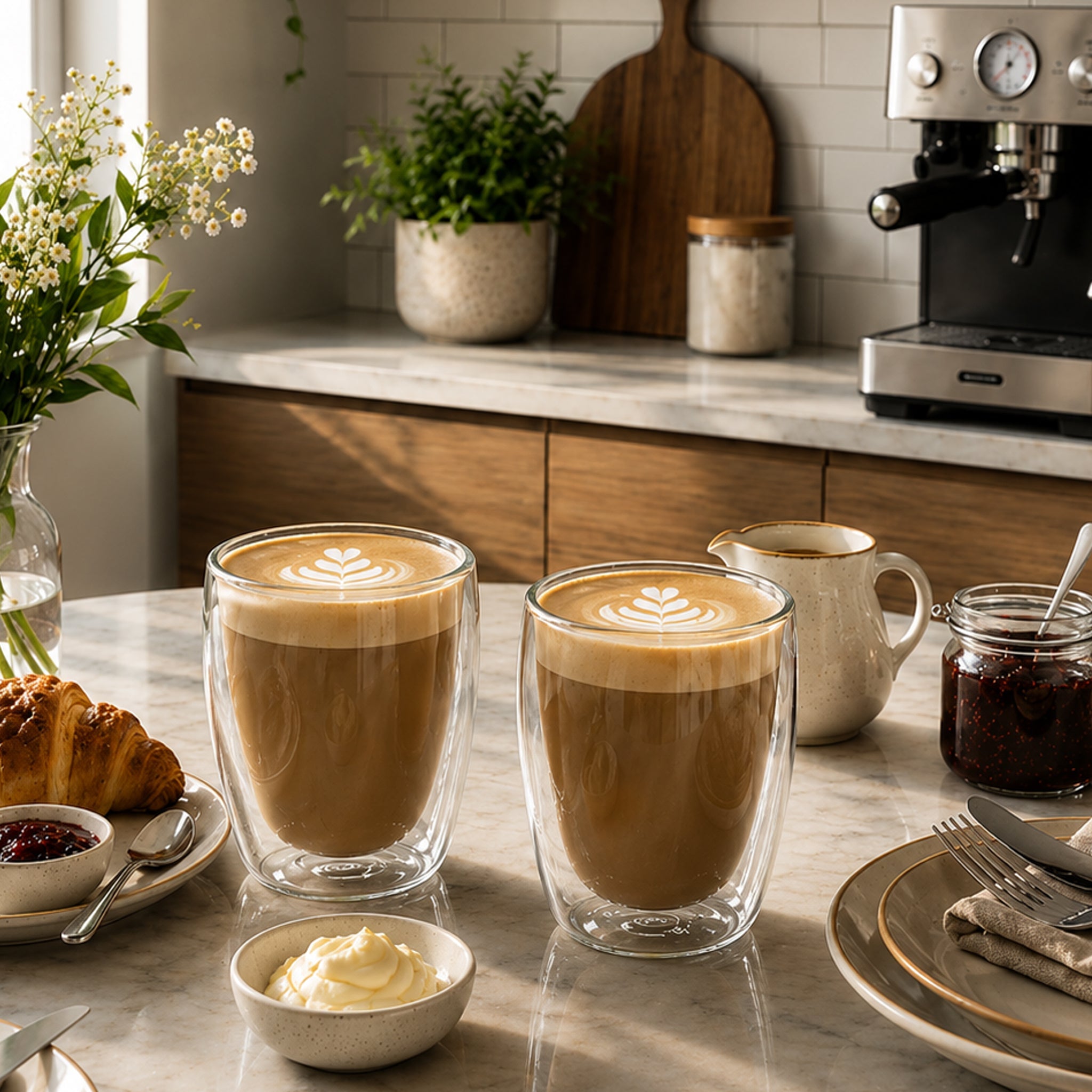 CONSOL ROMA DOUBLE WALL BOROSILICATE GLASS TEA/COFFEE CUP 2PK, 350ML