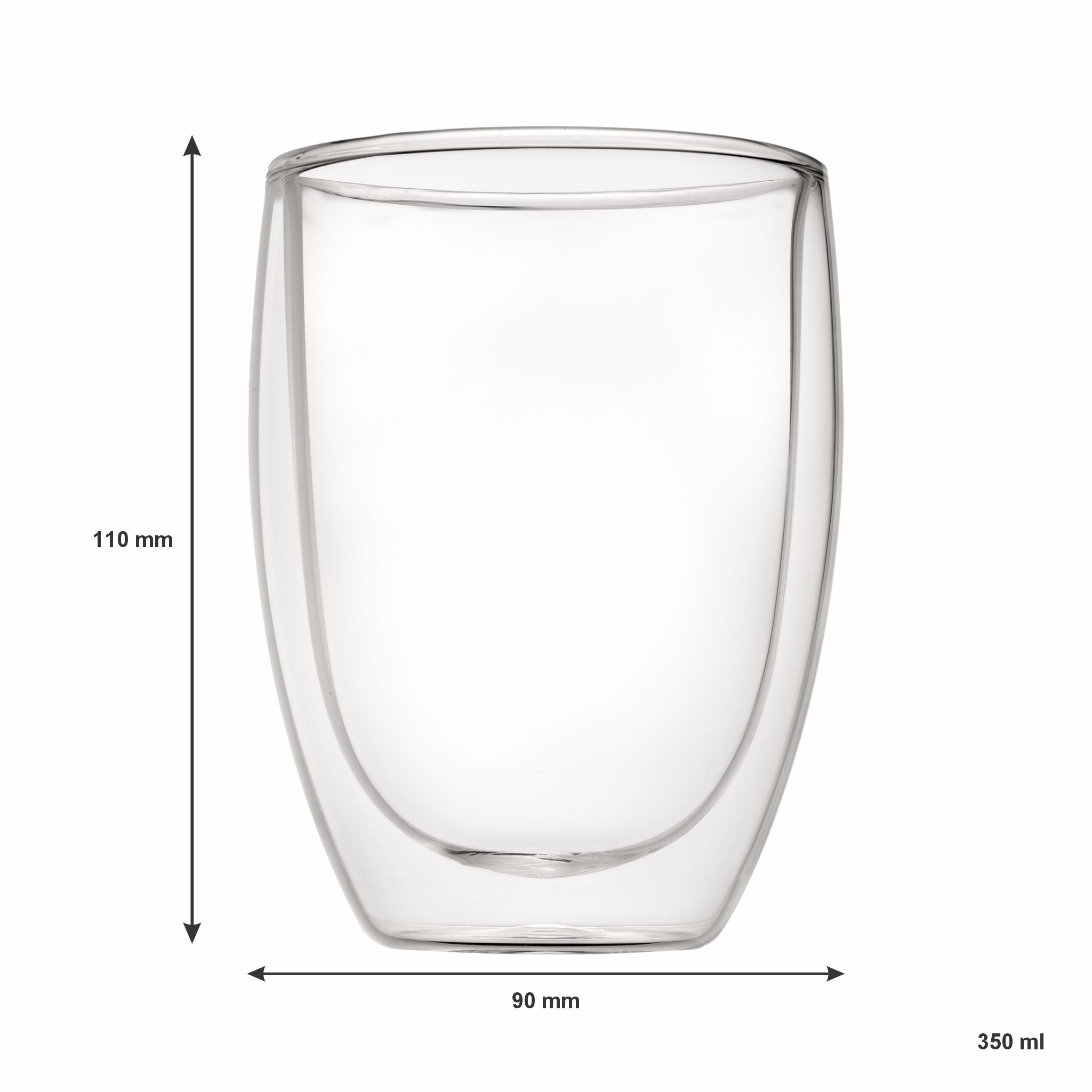 CONSOL ROMA DOUBLE WALL BOROSILICATE GLASS TEA/COFFEE CUP 2PK, 350ML