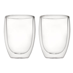 CONSOL ROMA DOUBLE WALL BOROSILICATE GLASS TEA/COFFEE CUP 2PK, 350ML