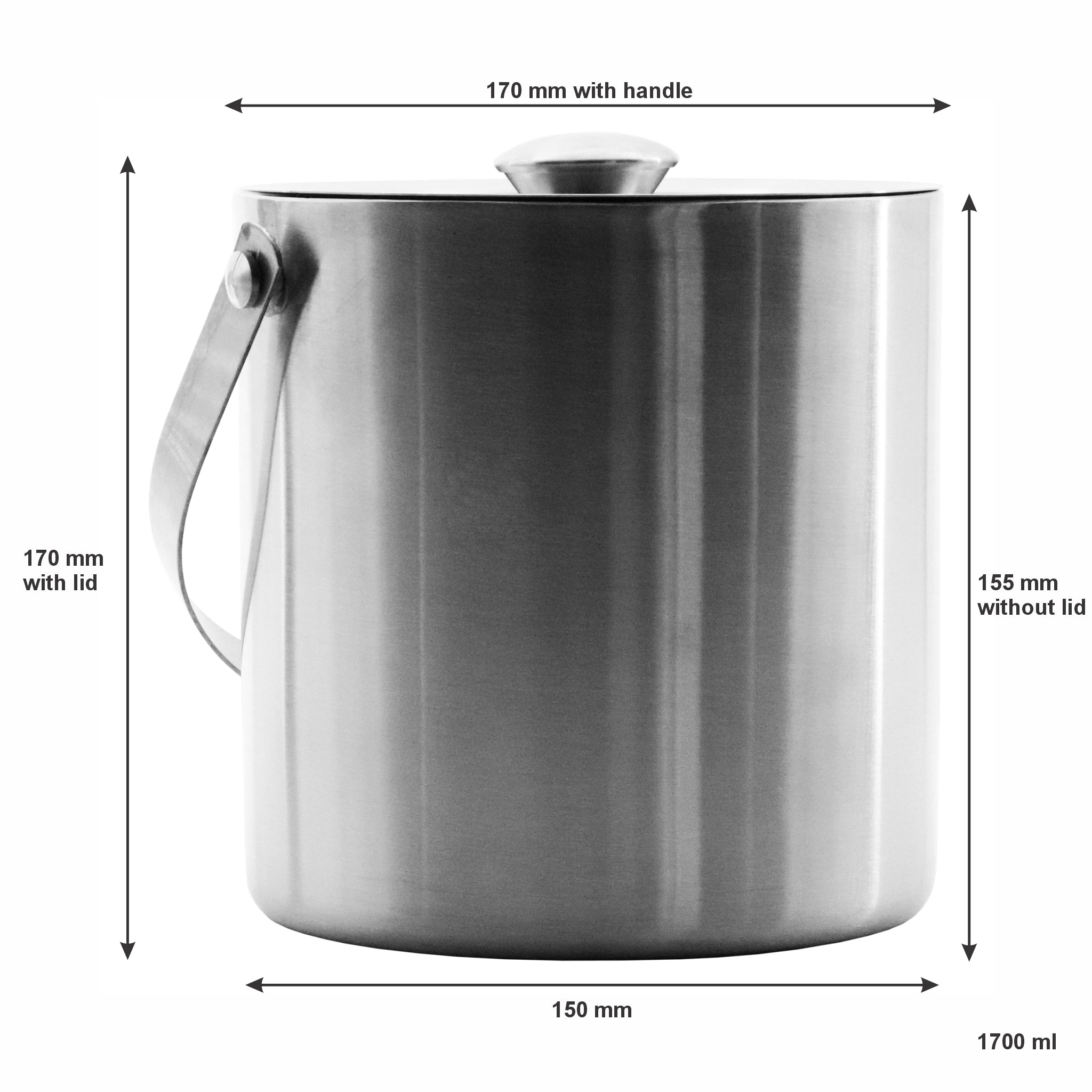 BAR BUTLER DOUBLE WALL ICE BUCKET WITH LID STAINLESS STEEL, 1.7L