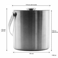 BAR BUTLER DOUBLE WALL ICE BUCKET WITH LID STAINLESS STEEL, 1.7L