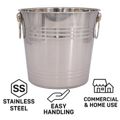 BAR BUTLER ICE BUCKET WITH RING HANDLES STAINLESS STEEL, 4.5L
