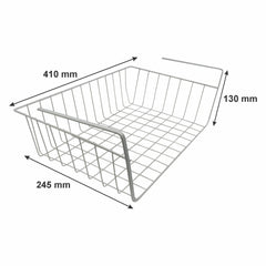 KITCHEN UNDER SHELF WIRE BASKET WHITE, 410X245X130MM
