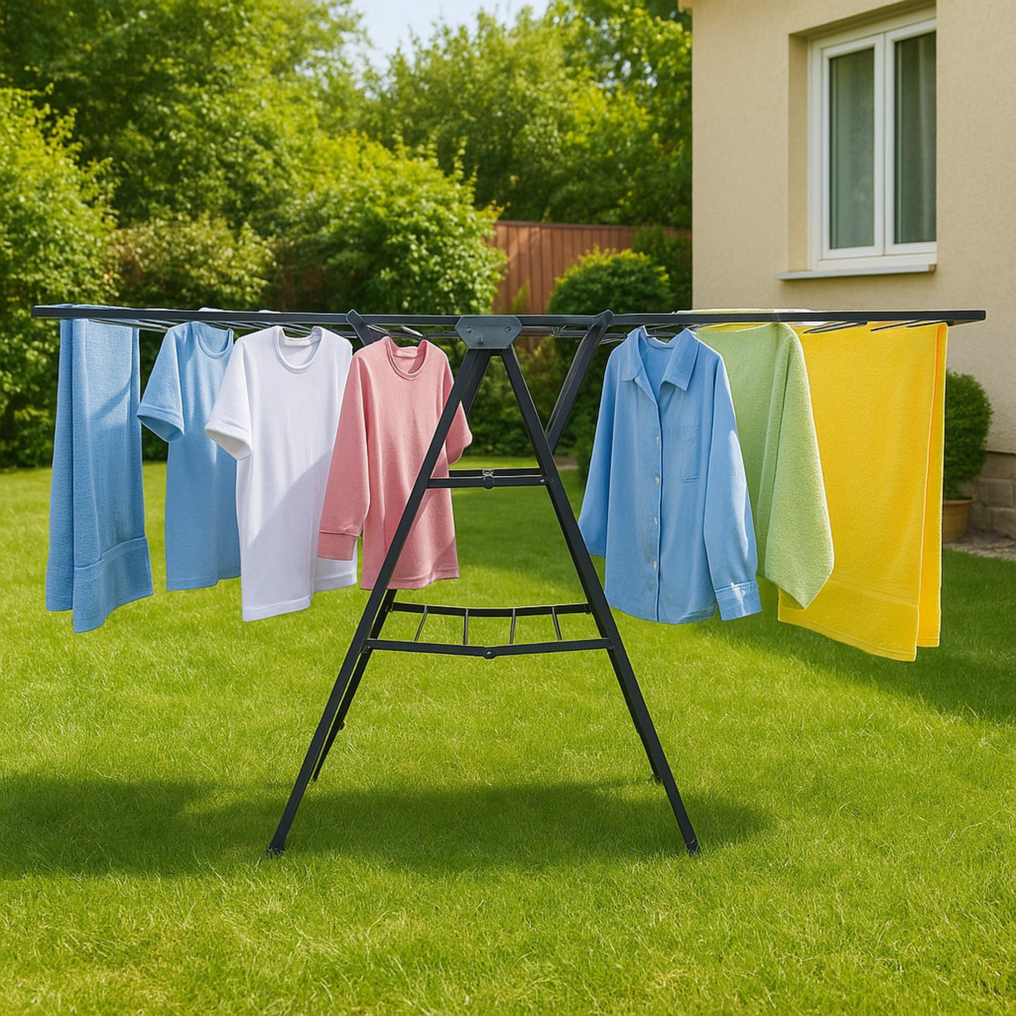 CLOTHES DRYING RACK 3 LAYER FOLDABLE GREY, 1600X450MM