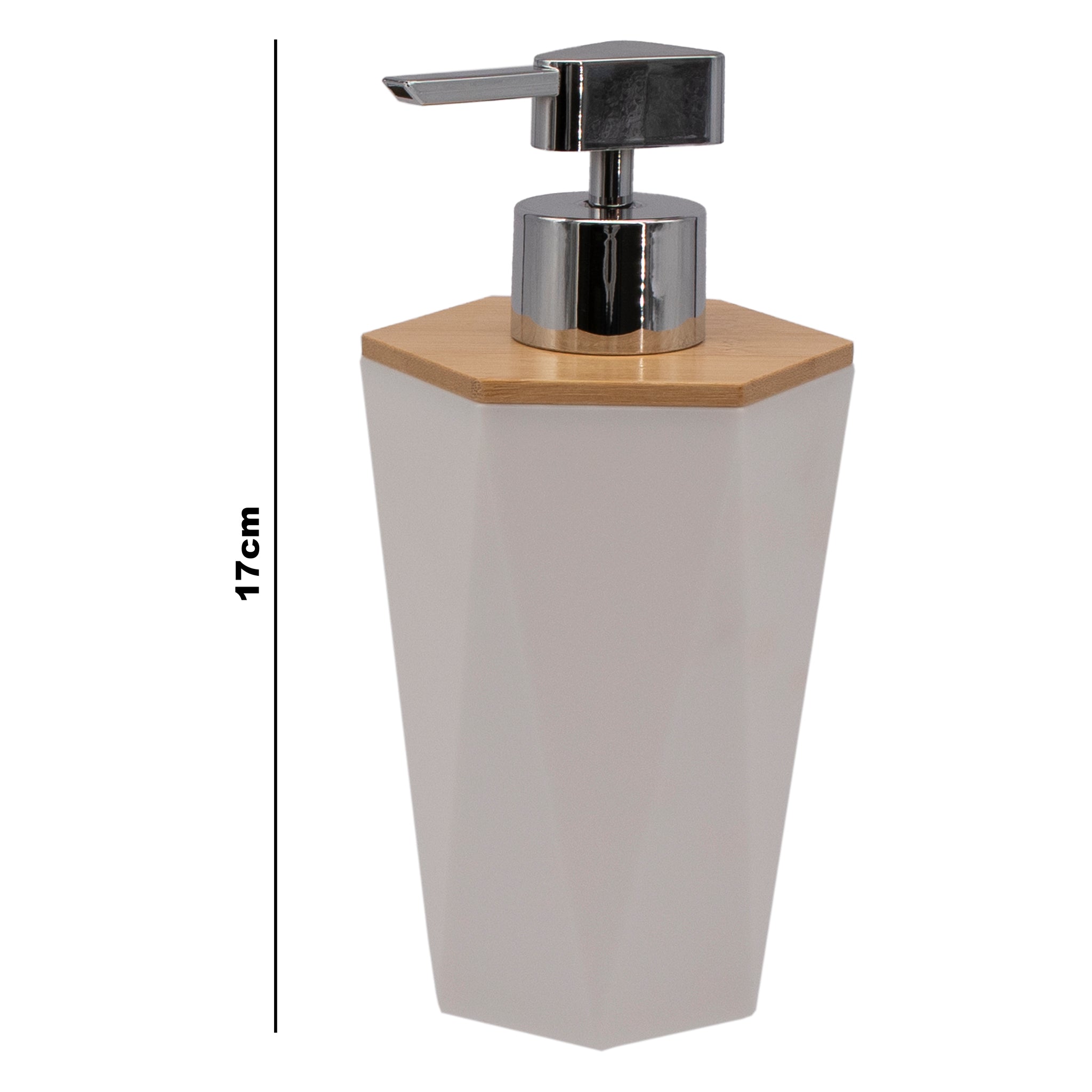 BATHROOM SET WHITE PLASTIC WITH BAMBOO LID 7PC