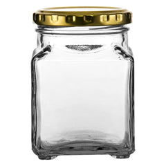 CONSOL 260ML CATERING SQUARE JARWITH GOLD LID 6PK
