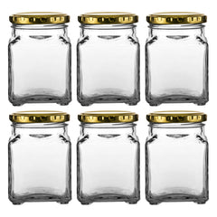 CONSOL 260ML CATERING SQUARE JARWITH GOLD LID 6PK