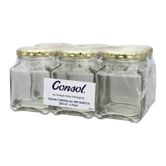 CONSOL 260ML CATERING SQUARE JARWITH GOLD LID 6PK