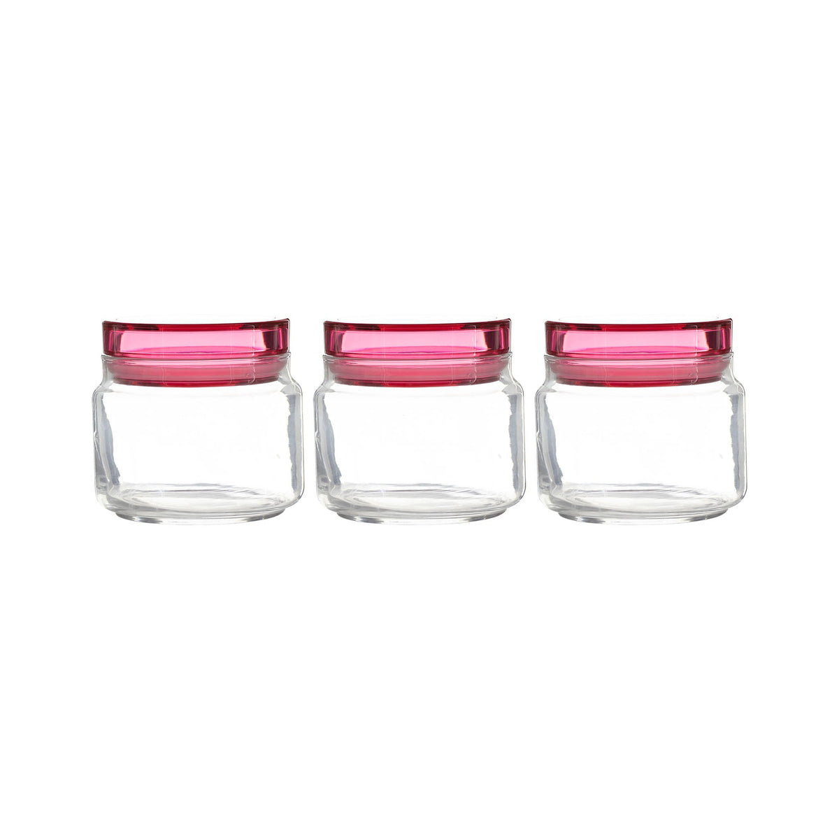 LUMINARC COLORLICIOUS JAR WITH PINK LID 3PK SET, 500ML