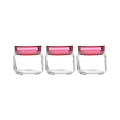 LUMINARC COLORLICIOUS JAR WITH PINK LID 3PK SET, 500ML