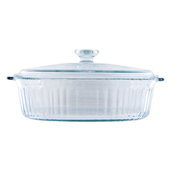 CONSOL TOLEDO OVAL RIBBED GLASS CASSEROLE WITH LID, 2.8L