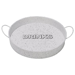 BAR BUTLER BAR TRAY WHITE MOTTLED BLACK, 370MM DIA